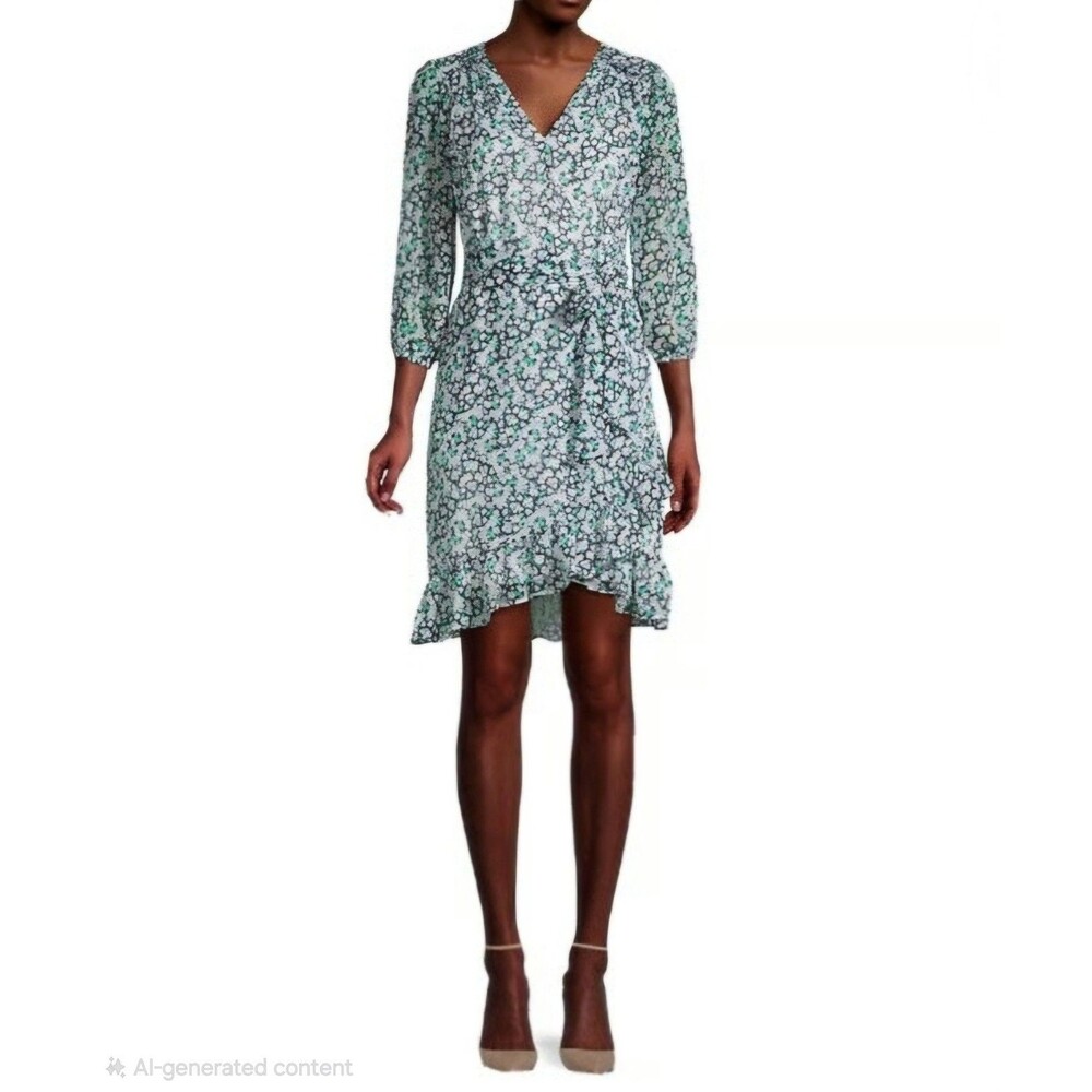 Karl Lagerfeld Paris Women's Floral Fit And Flare, Belted Dress Size 6